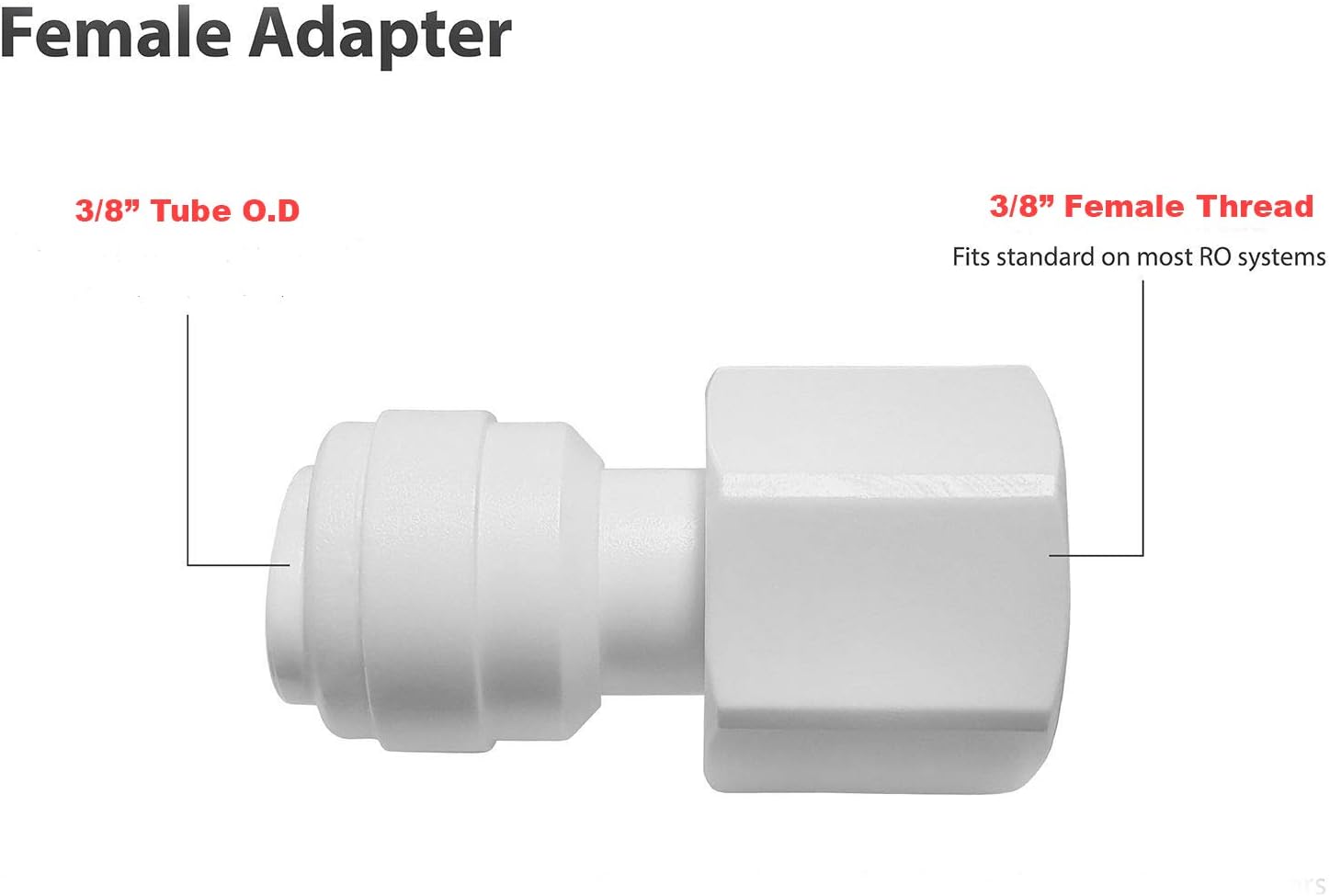 Plastic Reusable 3/8 Water Line Connector 3/8 Female Threaded Adapter x 3/8 Quick Connect Fitting for Water Filters and RO Systems (10, 3/8"OD*3/8"Female Thread)