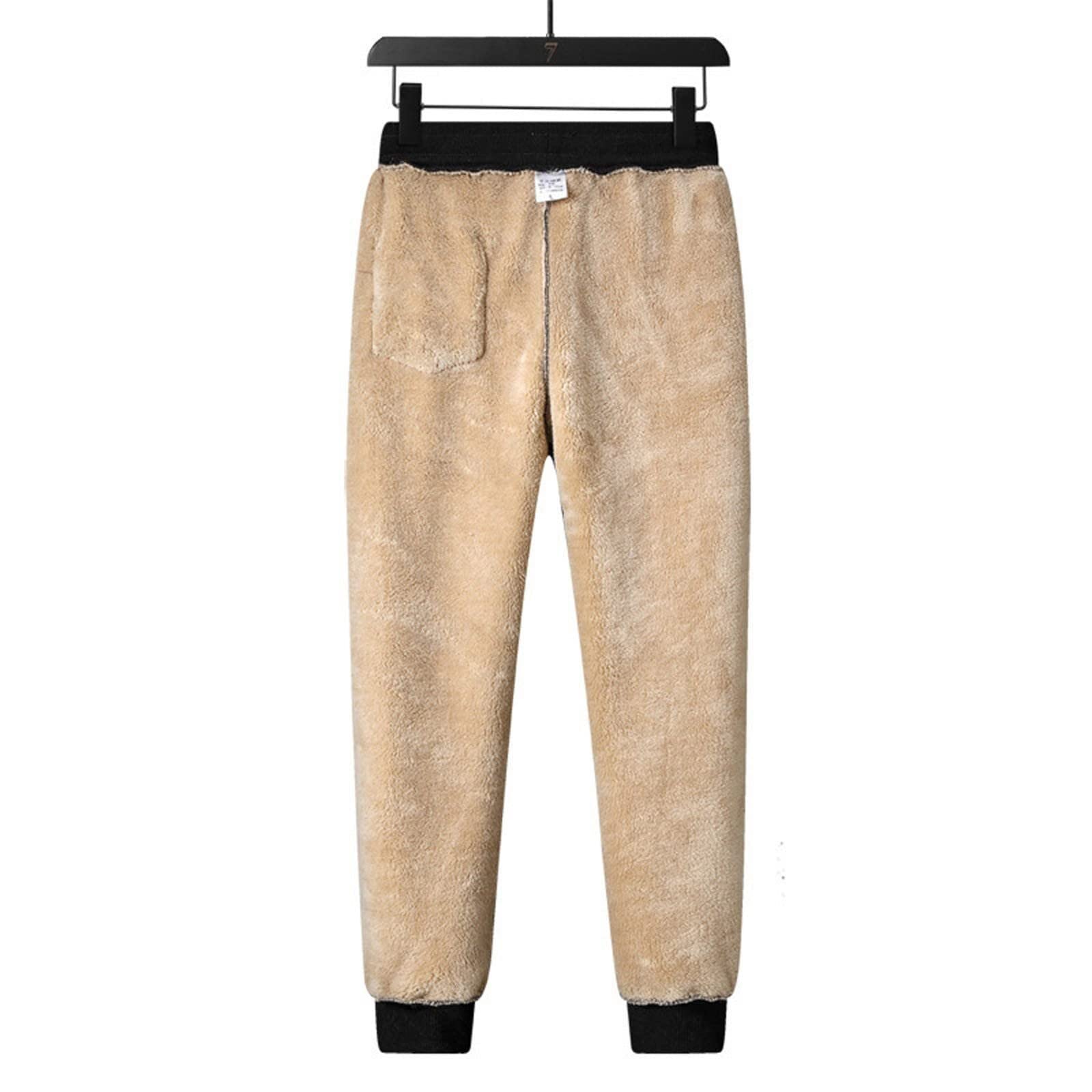 Pantalones de jogging para hombre Pantalones deportivos grises negros con forro para hombre Pantalones térmicos largos de invierno para hombre con banda elástica Pantalones de entrenamiento con puños