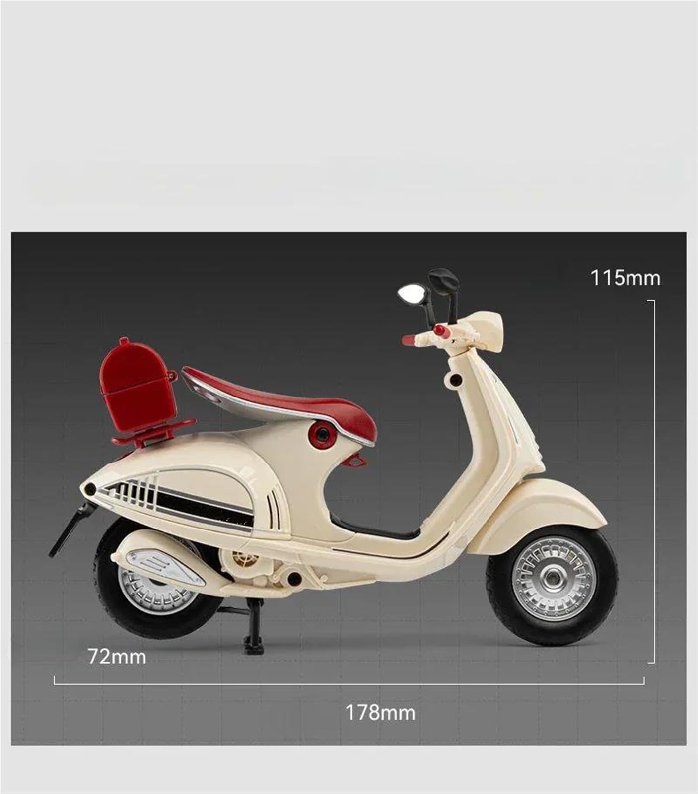 Modello di Giocattolo Modellino di Moto Pressofuso in Lega Scala 1/12, Collezione Hobby, Giocattolo Sonoro E Luminoso, Regalo per Fuoristrada per Vespa 946(Beige)