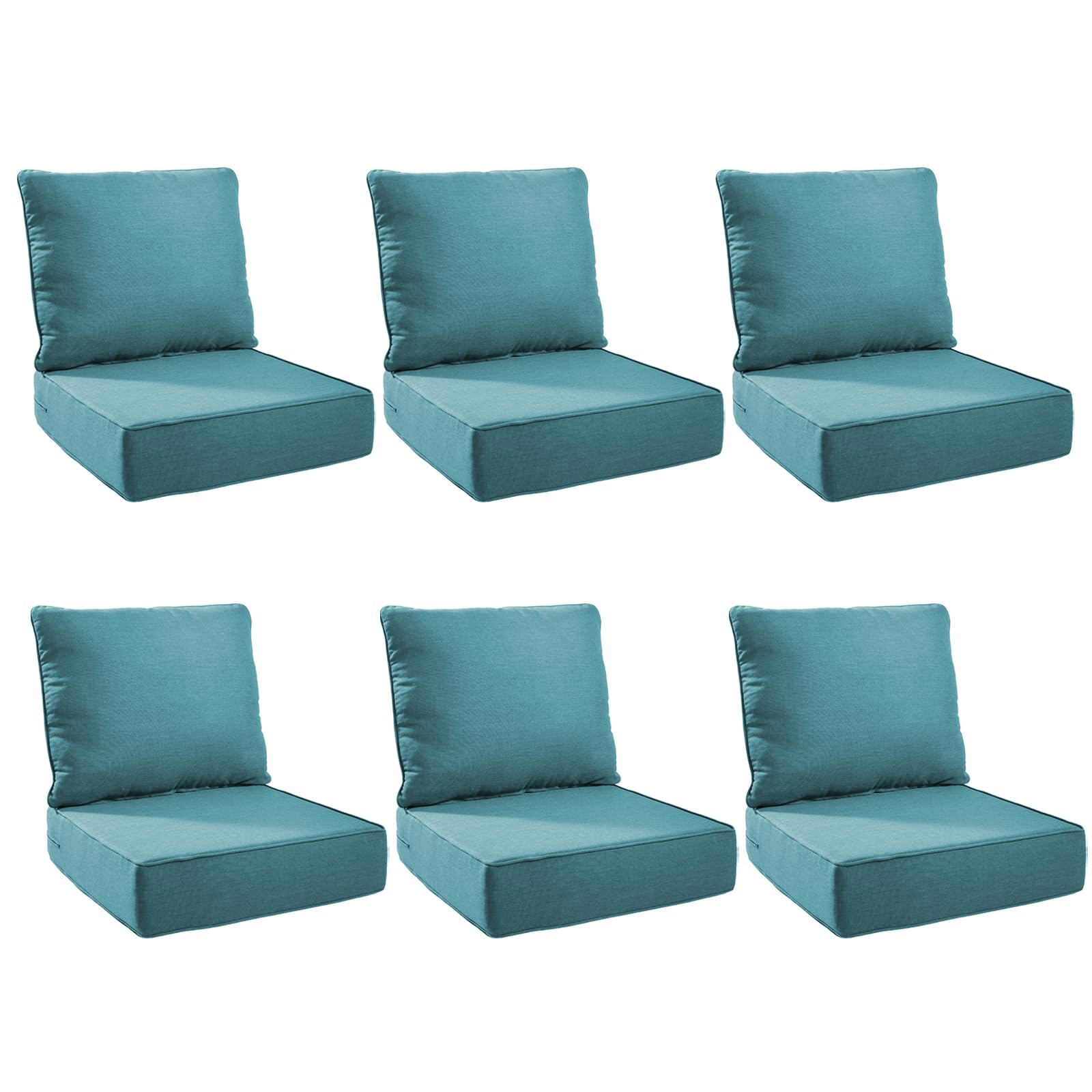 Outdoor Cushion Set for Patio Furniture, UV Resistant, Water Resistant - 6 Inch Thick Foam Garden Cushions– 24x24 Inch Patio Seat Covers for Chair/Sofa/Couch | Orange | 6-Pack |