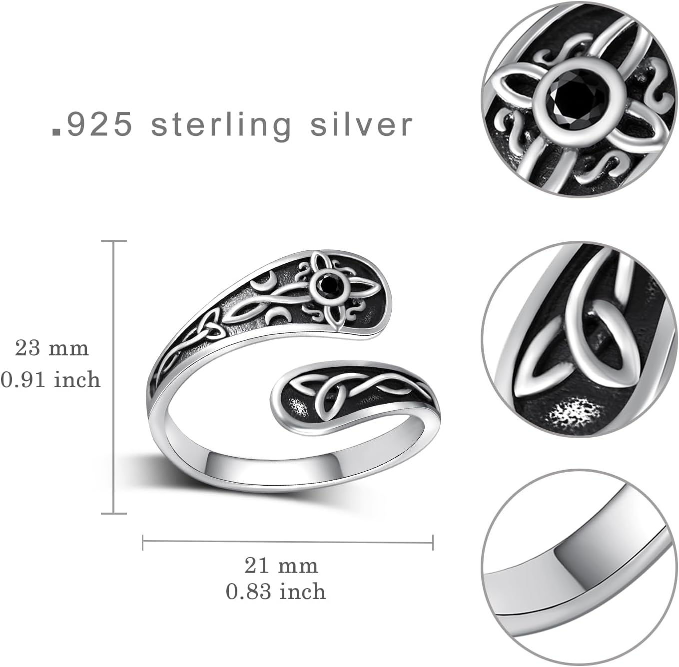 TYSO Witches Knot Ring Sterling Silver Witch Celtic Knot Spoon Rings Jewelry Gifts Women Mom Wife