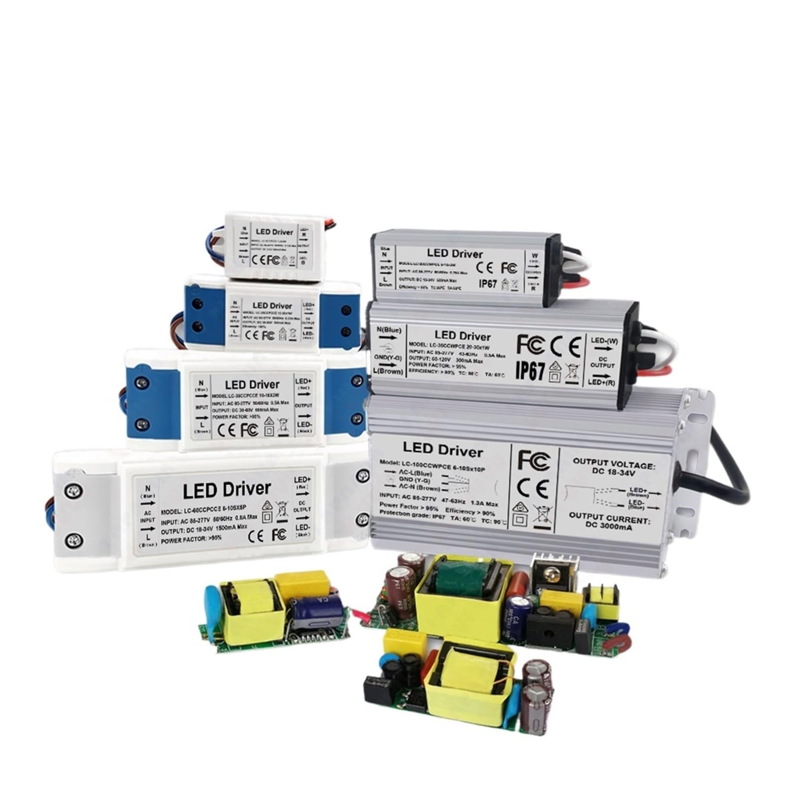 Pilote LED transformateur d'éclairage courant constant 600mA 30W boîtier aluminium