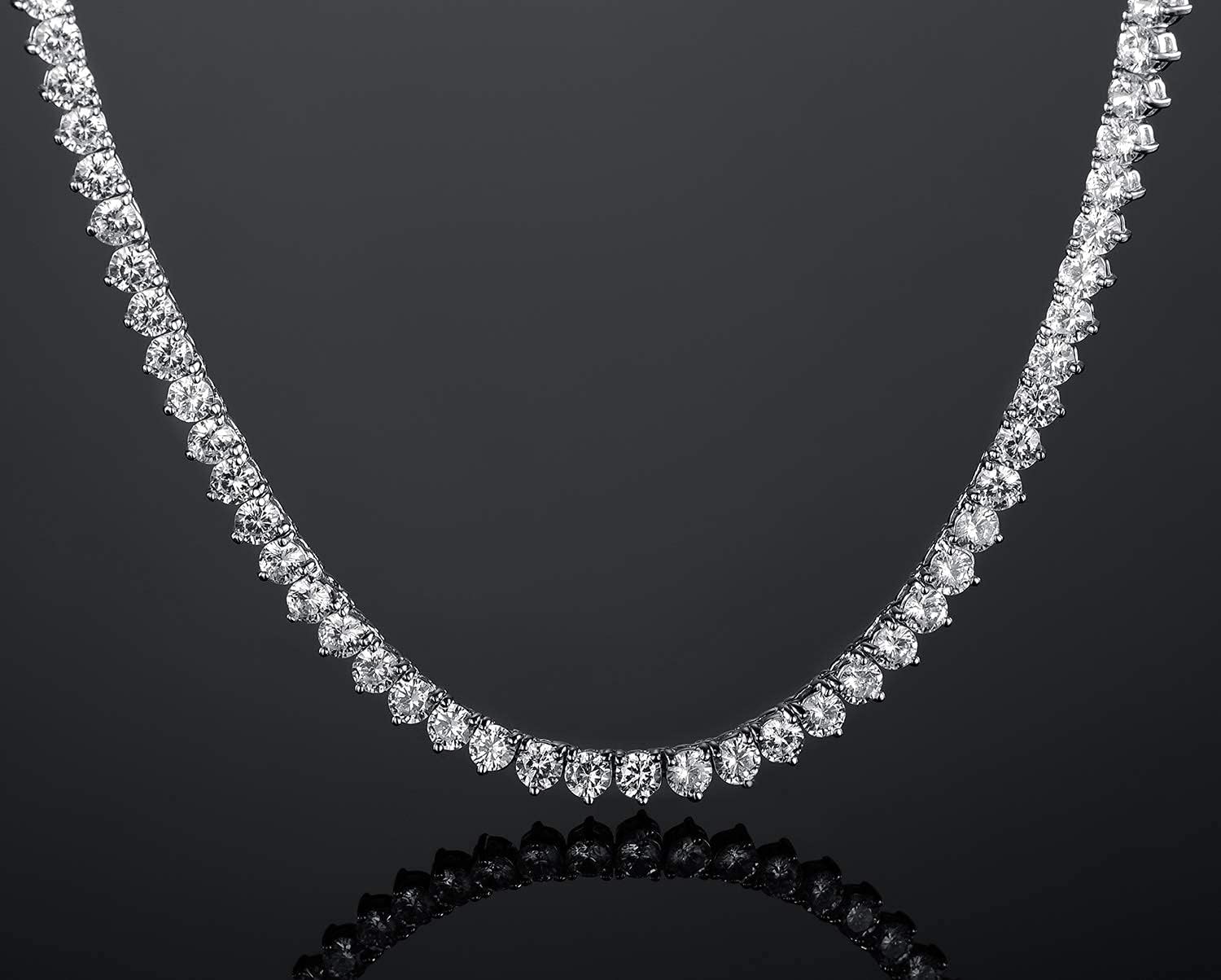 MDFUN Tennis Necklace Bracelet Jewelry Sets 18K White Gold Plated 4mm Round Cubic Zirconia Bracelet and Necklace Sets for Women and Men (18 inch & 7.5 inch) - Image 5