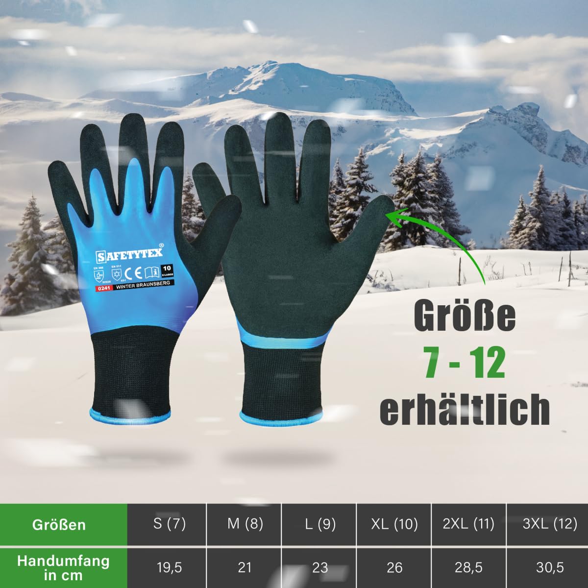 Safetytex Winter Arbeitshandschuhe wasserdicht Thermo Latex (Gr.10, 6 Paar)