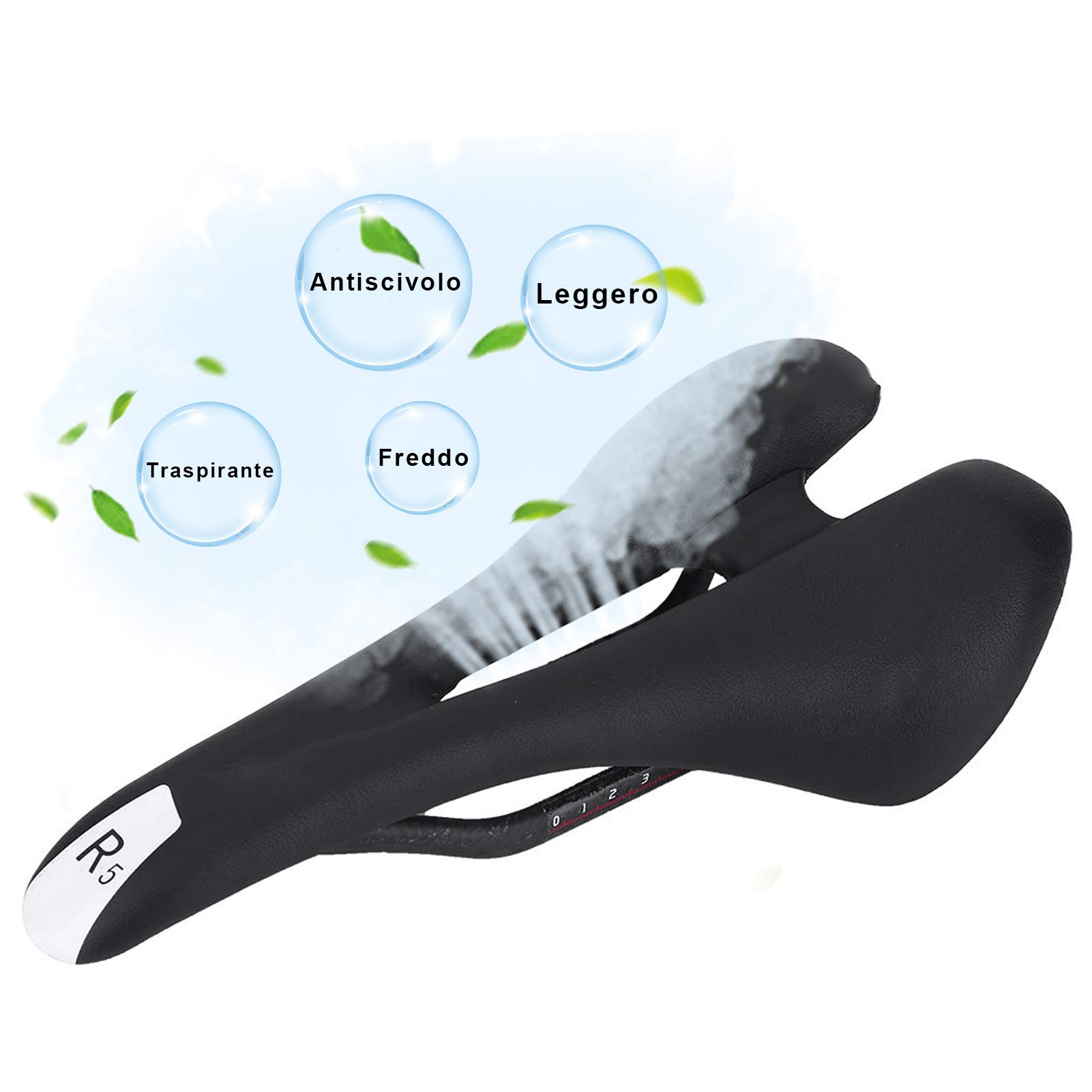 Selle De Vélo Carbone Et Cuir - 275 Mm X 143 Mm - 125 G - Universelle (VTT, Route, Ville) - Neuf