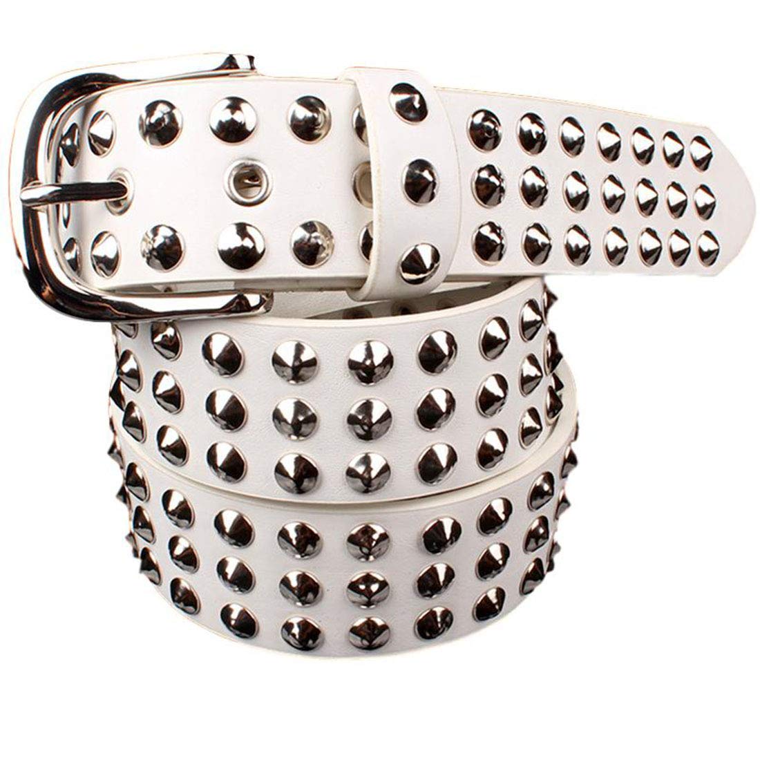 Idopy Women`s Men`s Punk Rock Star Snap On Studded Faux Leather Belt White Studs