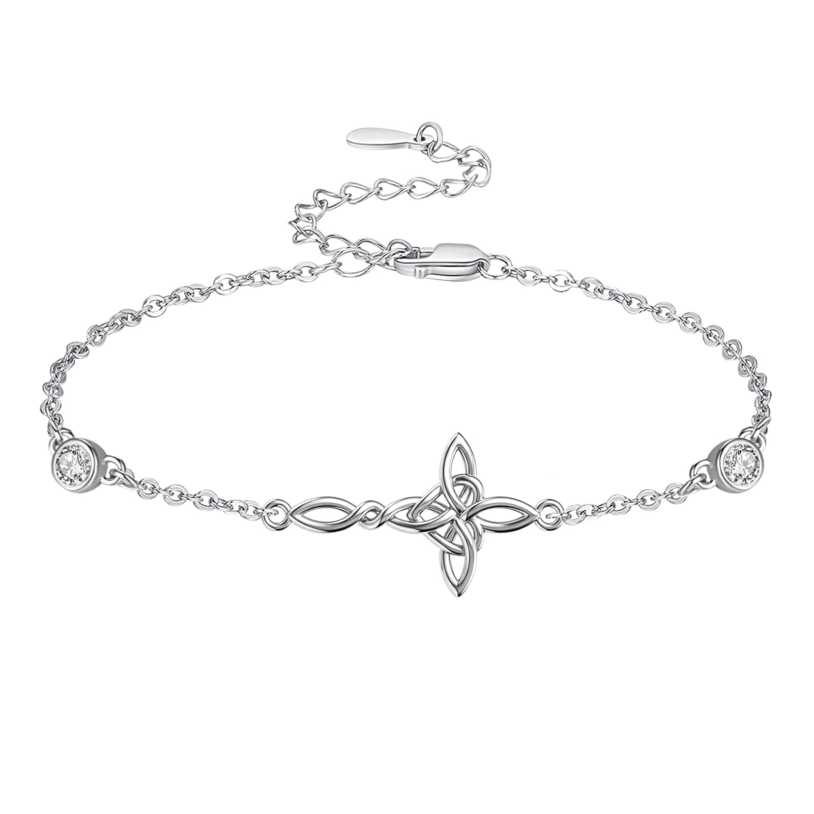 KINGWHYTE Bracciale a forma di croce in argento Sterling 925 con nodo celtico, gioiello da donna, regalo per compleanno, Natale, San Valentino, anniversario