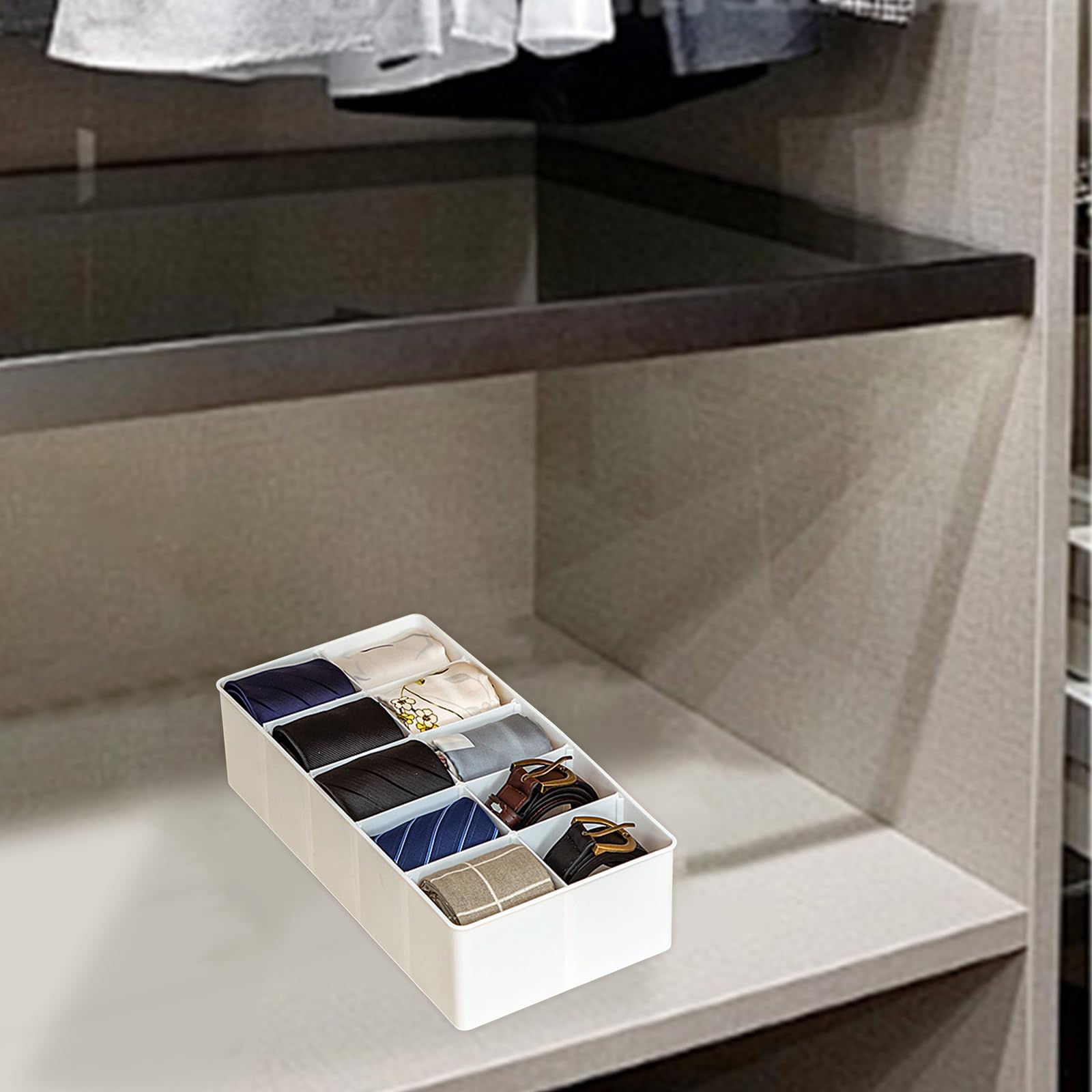 Gürtel Aufbewahrungsboxen 10 Fächern Krawatten Aufbewahrungshalter Kleiderschrank Organizer für Schrank und Schublade 30,5x15,7x7,9 cm