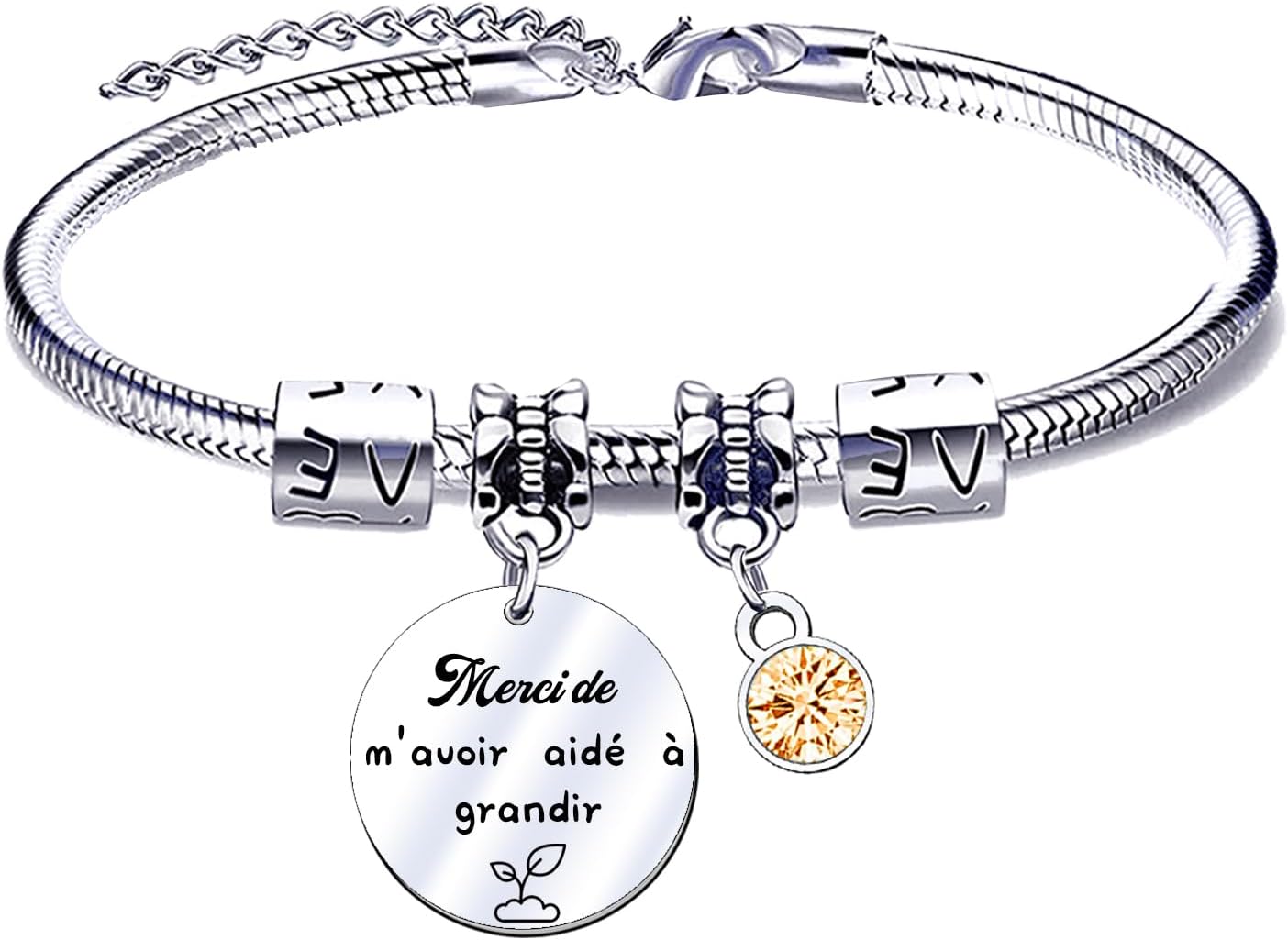 JRZDFXS Bracelet Nounou,Cadeau Nounou,Assistante Maternelle,Auxiliaire de Puériculture,Nourrice,Cadeau de fin de contrat chouette,Bracelet Cabochon Breloque Coeur,Crèche,Fait Main, L, Acier inoxydable