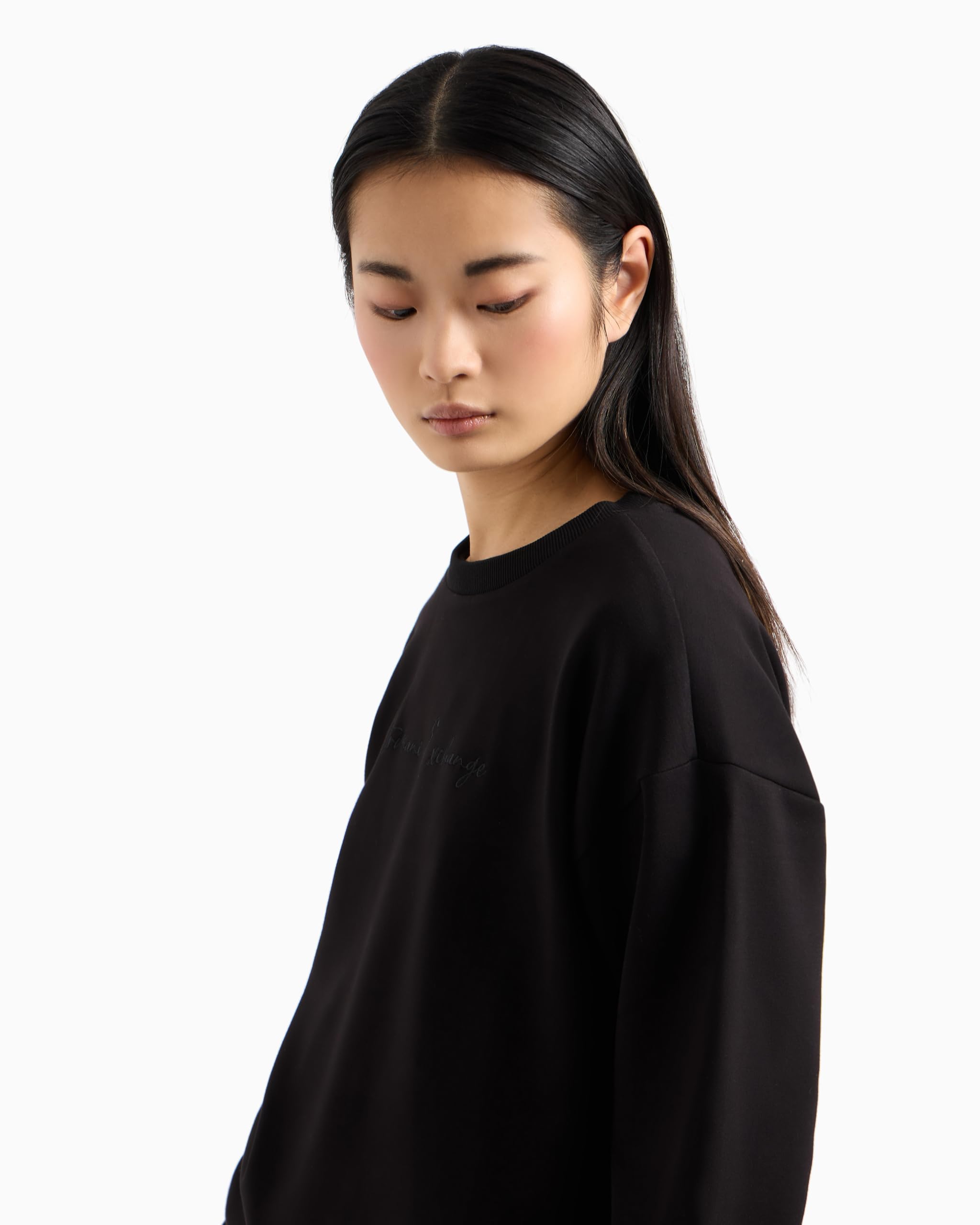 Armani Exchange Essential, Embroidered Logo Signature, Crewneck Sudadera Mujer