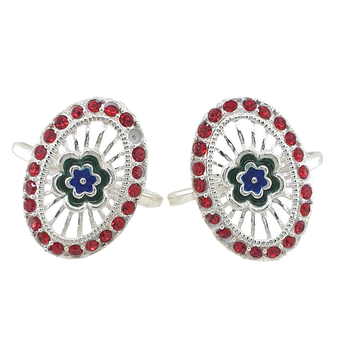 sahiba gems Pure Silver Designer Toe Rings with Multi Color Zircon (Chandi Bichhiya) For Women ~ 2 Pieces-picture-39