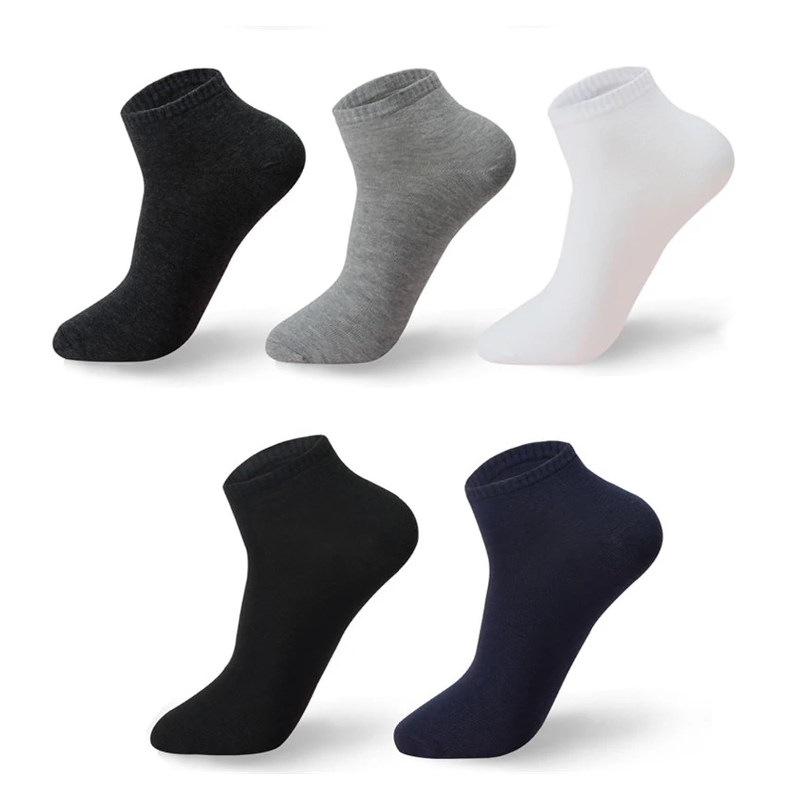 Calcetines Tobilleros Hombre 10 pares/lote de calcetines for hombre, tallas grandes 42, 43, 44, 45, 46, 47, 48, informales, transpirables, negros y blancos, algodón
