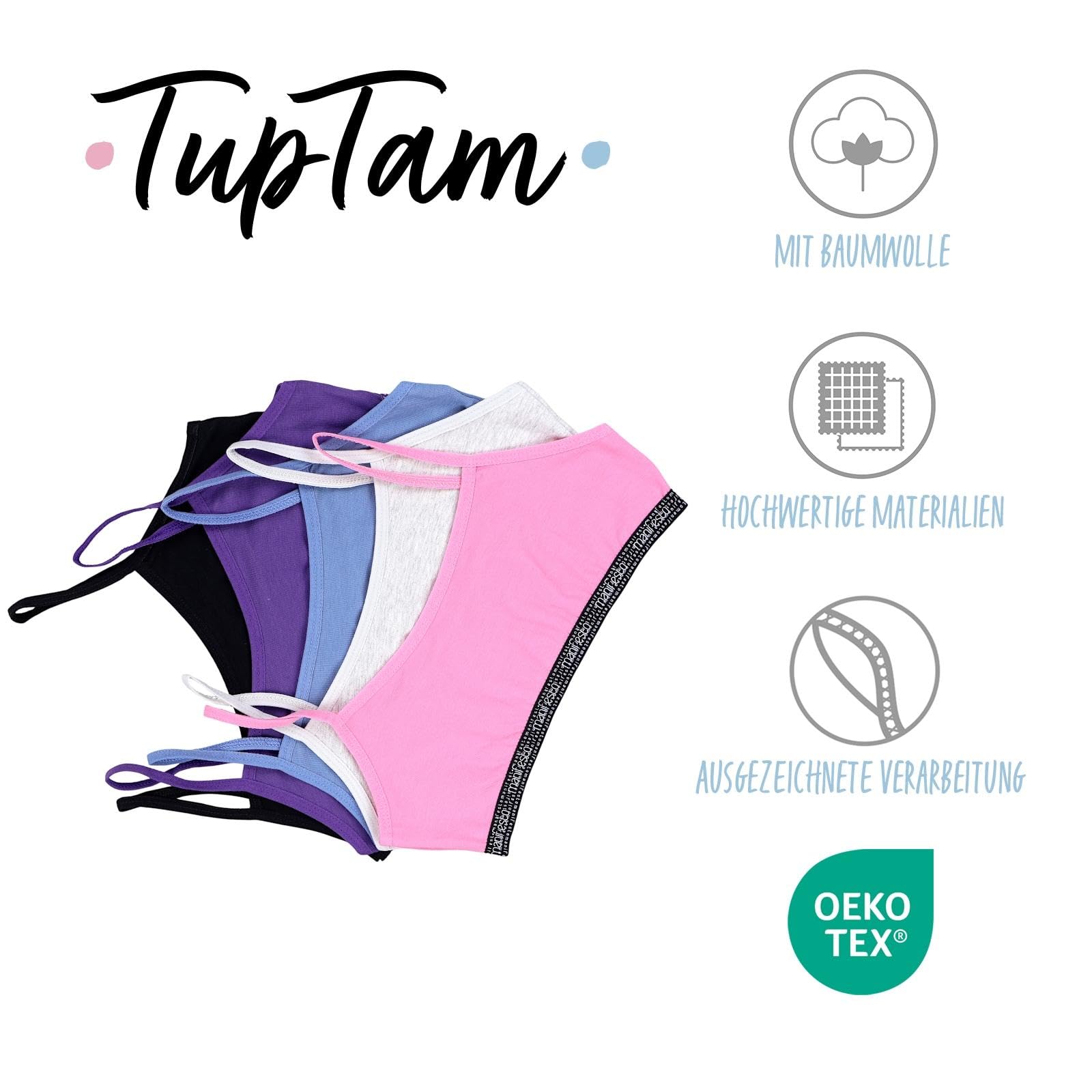 TupTam Reggiseno Top da Ragazza Spalline Sottili Pacco da 5