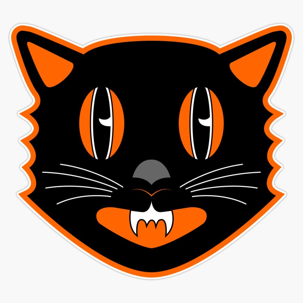 Leyland Designs Vintage Halloween Black Cat - Scaredy Cat Sticker Outdoor Rated Vinyl Sticker Decal for Windows, Bumpers, Laptops or Crafts 5"