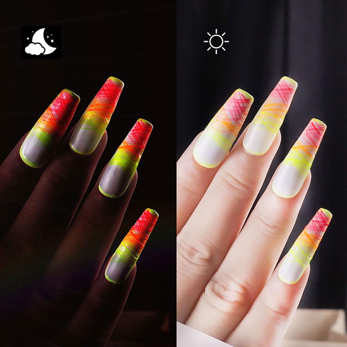 Amazon | 8色ネオン蛍光効果で光るスパイダージェル ソークオフUV LED