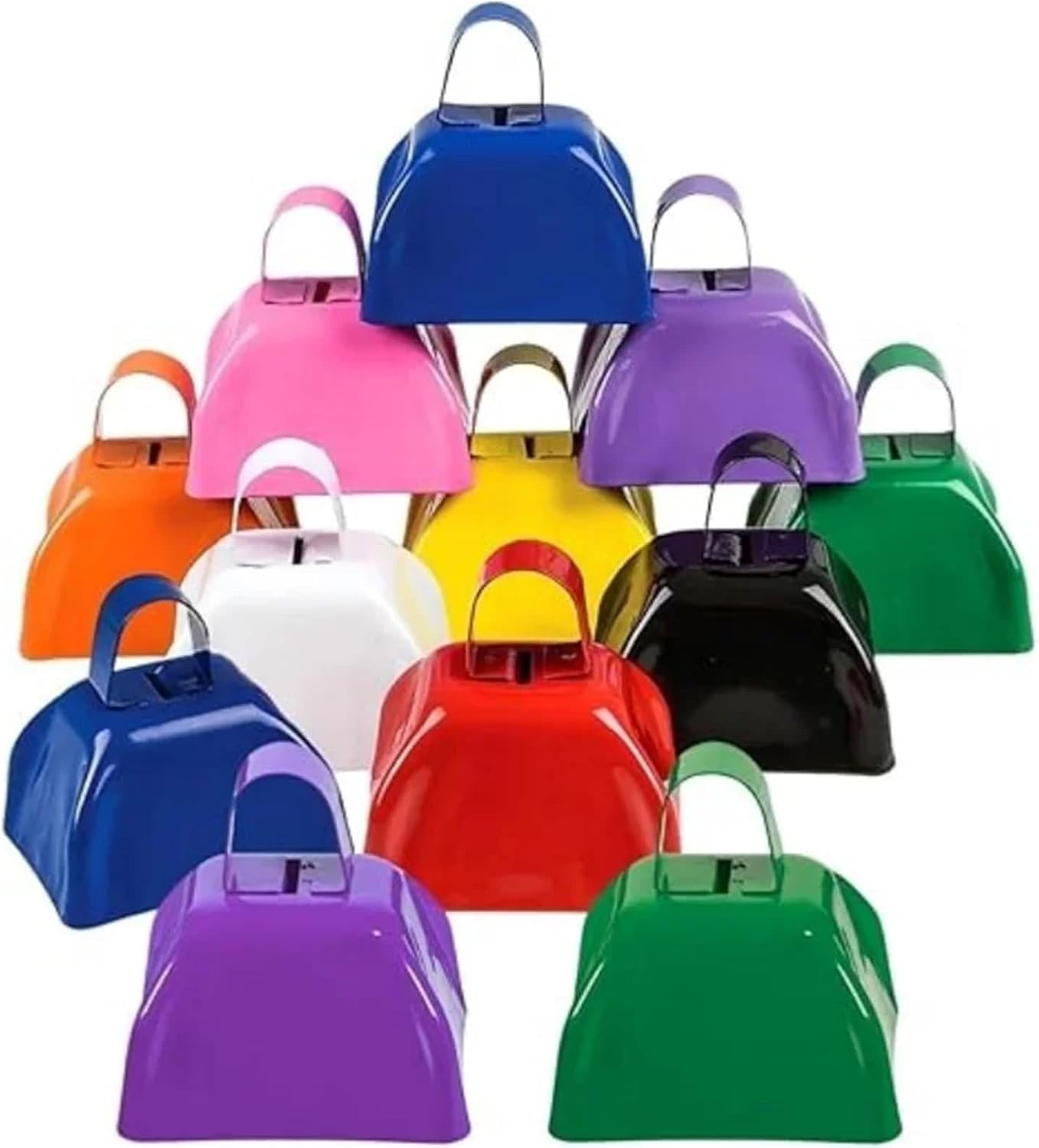 Cowbells Cow Bell 6pcs 3-inch Metal Cowbells, with Handle,Hand Percussion Bells Noise Makers for Sporting Events For Farm Herding,Sport Event,School Rallies(Red)