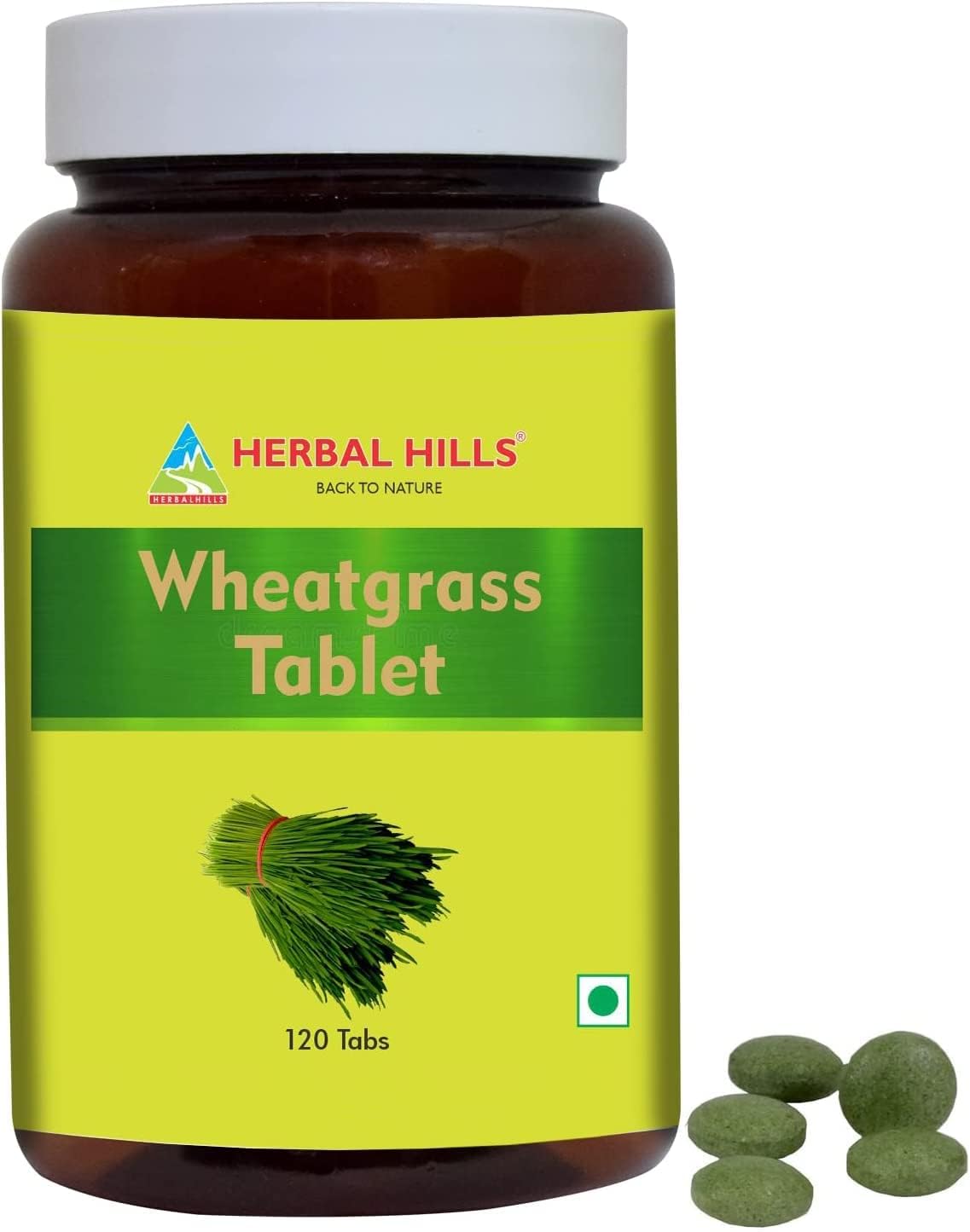 Herbal Hills Wheat Grass Tablets | 120 Count | Made From Whole-Leaf WheatGrass Powder