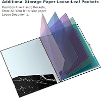 Vista 2 de Hongri Portapapeles Folio con libreta forrada recargable, carpetas de 8.5 x 11 con 10 bolsillos de almacenamiento, portafolio espiral, tamaño 12.8 x