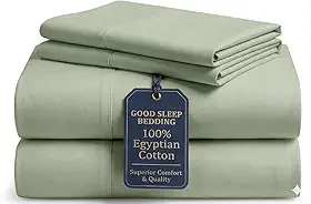 Jogo de lençol King com 4 peças Sage California, 1000 fios, algodão egípcio Cal King, para cama king size da Califórnia, 40,6 cm, 1 lençol com elástico, 1 lençol de cima e 2 fronhas