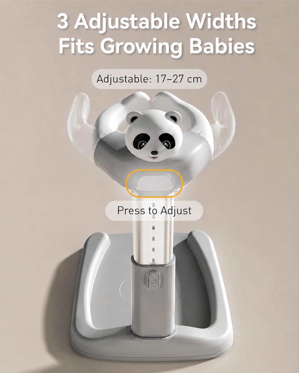 Badewannenhalterung Babys,6‑fach höhenverstellbar,Sicherheitsbügel | Verstellbarer Sicherheitsbügel, süßes Panda‑Design, passend für Kinder 6‑36 Monate, einsetzbar in Badewanne und Dusche