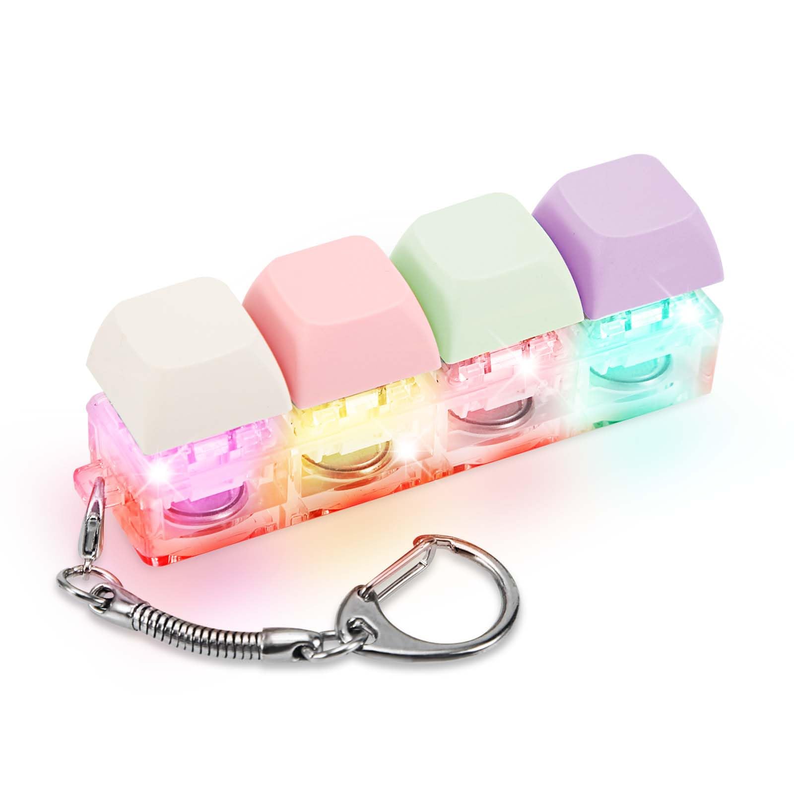 Keyboard Fidget Toy for Adults, Fidget Keyboard Keychain with LED Light Keyboard Fidget Clicker Funny Button Fidget Toy for Decompression Decoration (Color B)