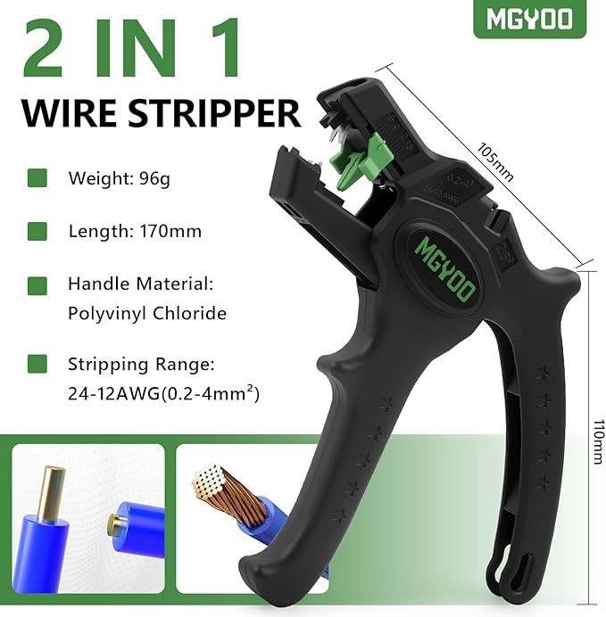 Pelacables Automático Ergonómico MGYOO Ajustable 0.2-4mm² miniatura 2