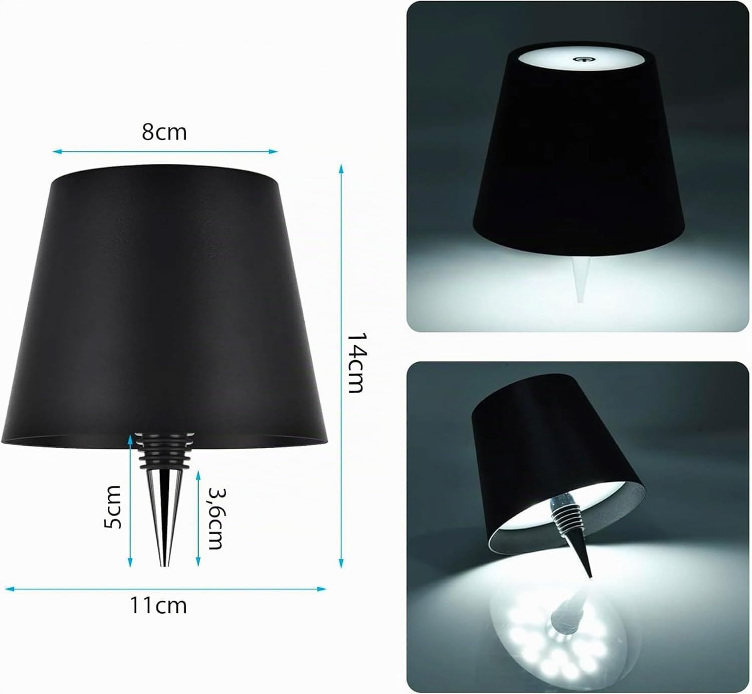 4 PEZZI Lampada da Tavolo Senza Fili Ricaricabile USB, 2 ANNI DI GARANZIA, Lampada LED per Bottiglia Touch e 3 Modalità di Luce, Lampada Design Moderno per Casa, Bar e Ristorante