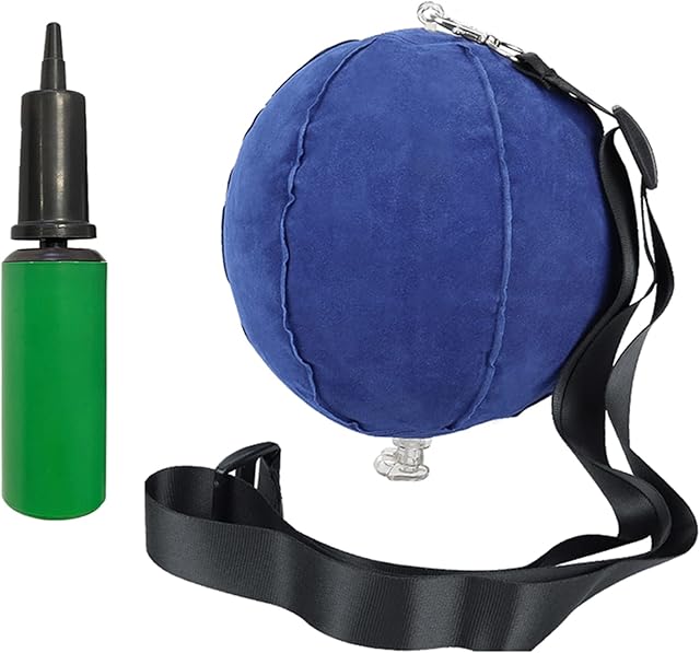 Golf Impact Ball Golf Swing Trainer Aid with Inflator Pump Smart Assist Practice Ball Teaching Posture Correction Training Adjustable Intelligent Arm Motion Guide Black Color (Blue)