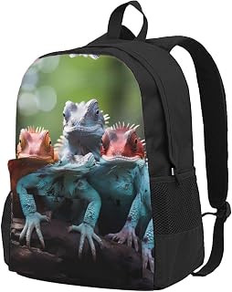 4 colorful lizards Adult backpack Lightweight storage backpack suitable for outdoor camping and hiking