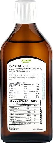 Miniatura 7 de Sanniti Aceite de hígado de bacalao 100% natural, salvaje capturado nórdico, 8.5 fl oz (8.4 oz) (limón)