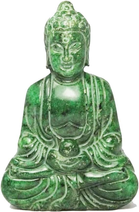 EASTCODE Chinese Handwork Carving Buddha Old Green Jade Statue
