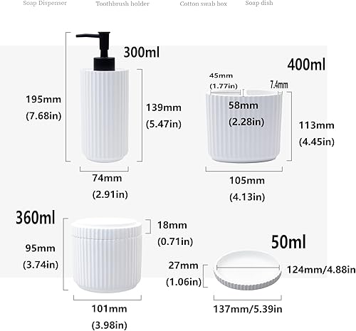 Miniatura 2 de Antrader Accesorios de baño blancos de diatomita, soportes para cepillos de dientes, jabonera, dispensador de jabón, caja de hisopos de algodón para