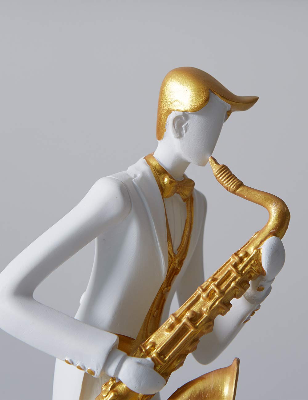 HAUCOZE Statua Musicista Sassofono Scultura Figurina Moderna Decorazione Pianoforte Arte Musica Regalo per Casa Soggiorno Ufficio Resina 26cm