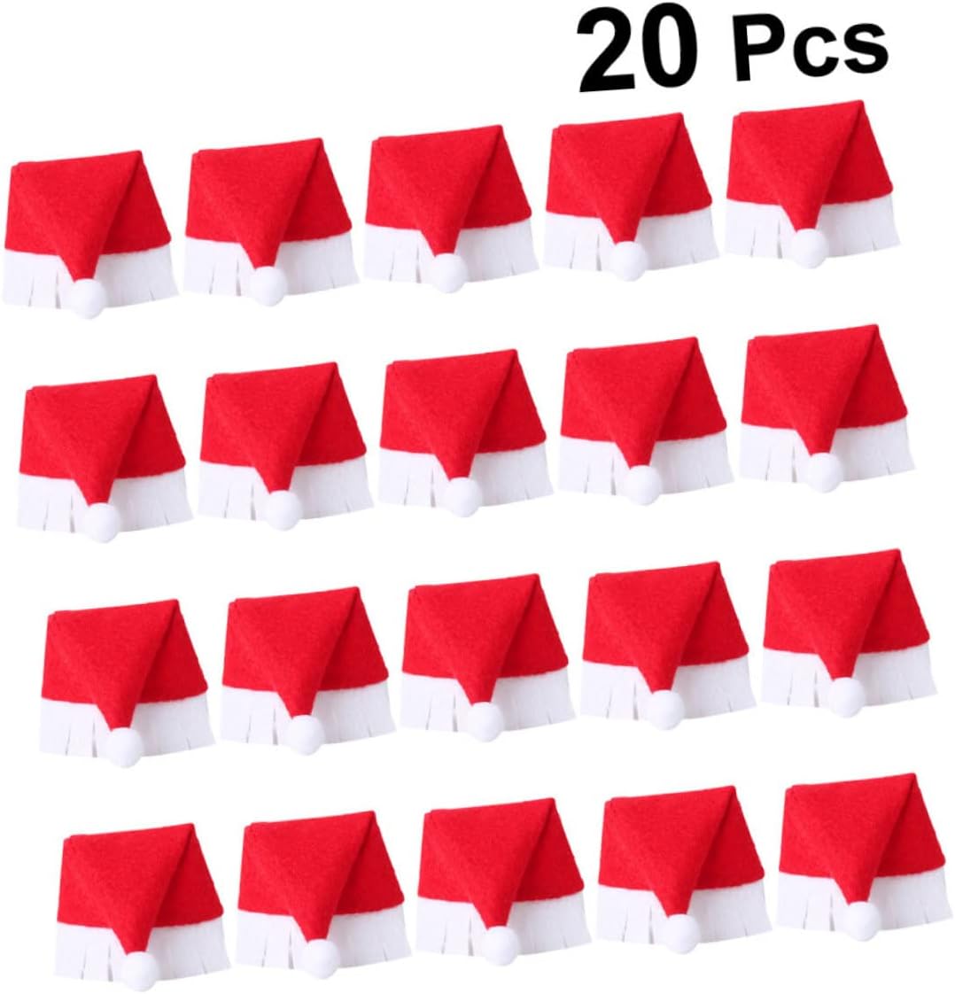 Alipis 20Pcs Christmas Wine Covers Hat Design for Flutes for Holiday Party Decorations and Festive Cup Decor