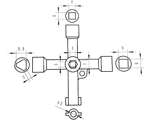 Miniatura 4 de Llave de gabinete eléctrica, llave de 4 vías 4 en 1, llave cruzada de triángulocuadradopanel para grifo, medidor de gas, válvula, espigas, apertura