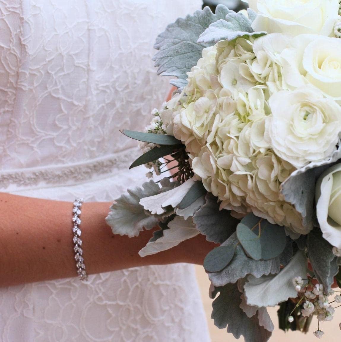 EVER FAITH Glamorous Cubic Zircon Wedding 2 Layers Small Leaf Roman Tennis Bracelet for Brides - Image 2