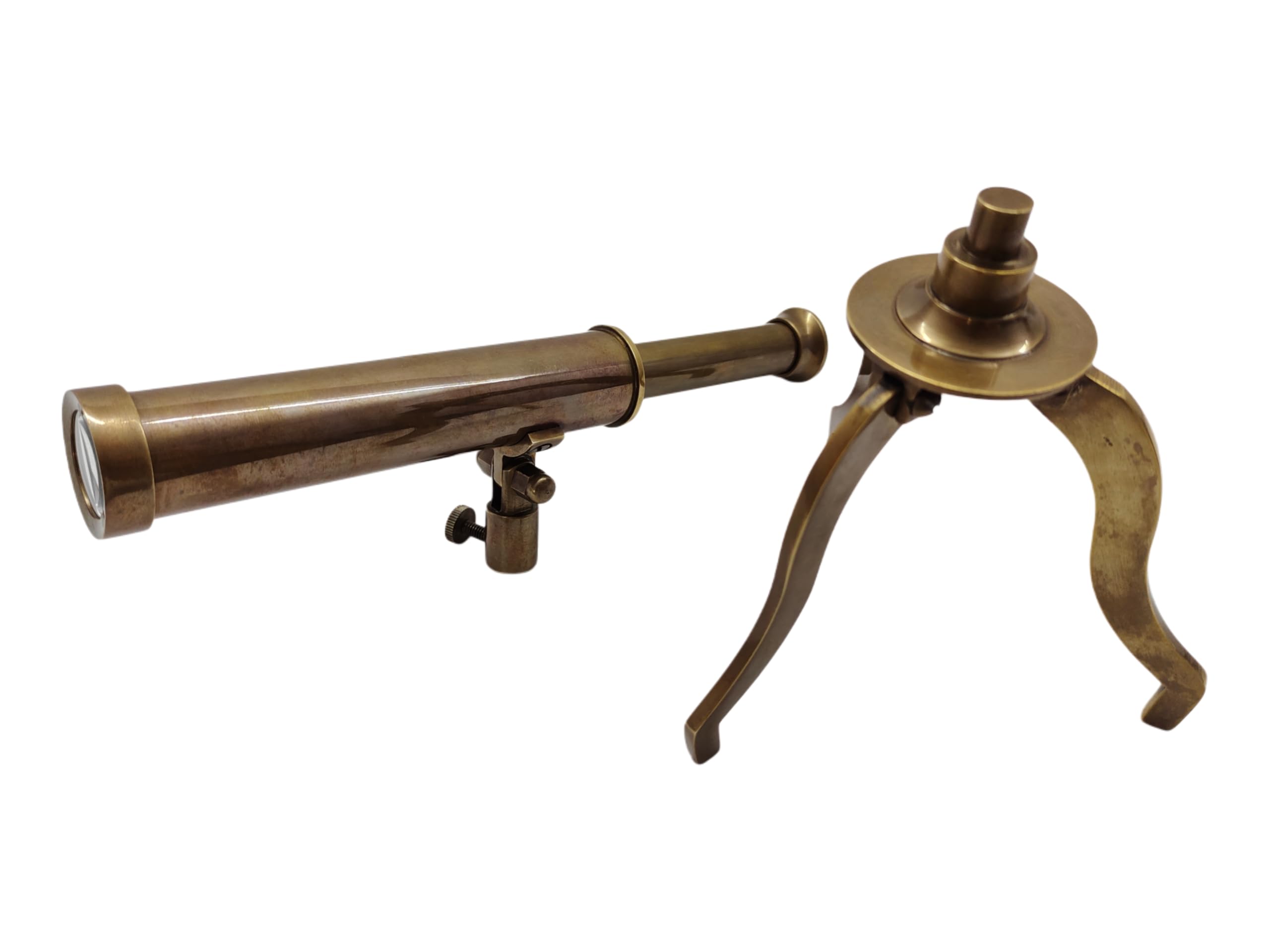 Vintage Brass Telescope Decor & Functional On Tripod Nautical Desktop Pirate Spyglass Royal Collectible Idea for Home Decor, Gifting, Kids & Office Desk