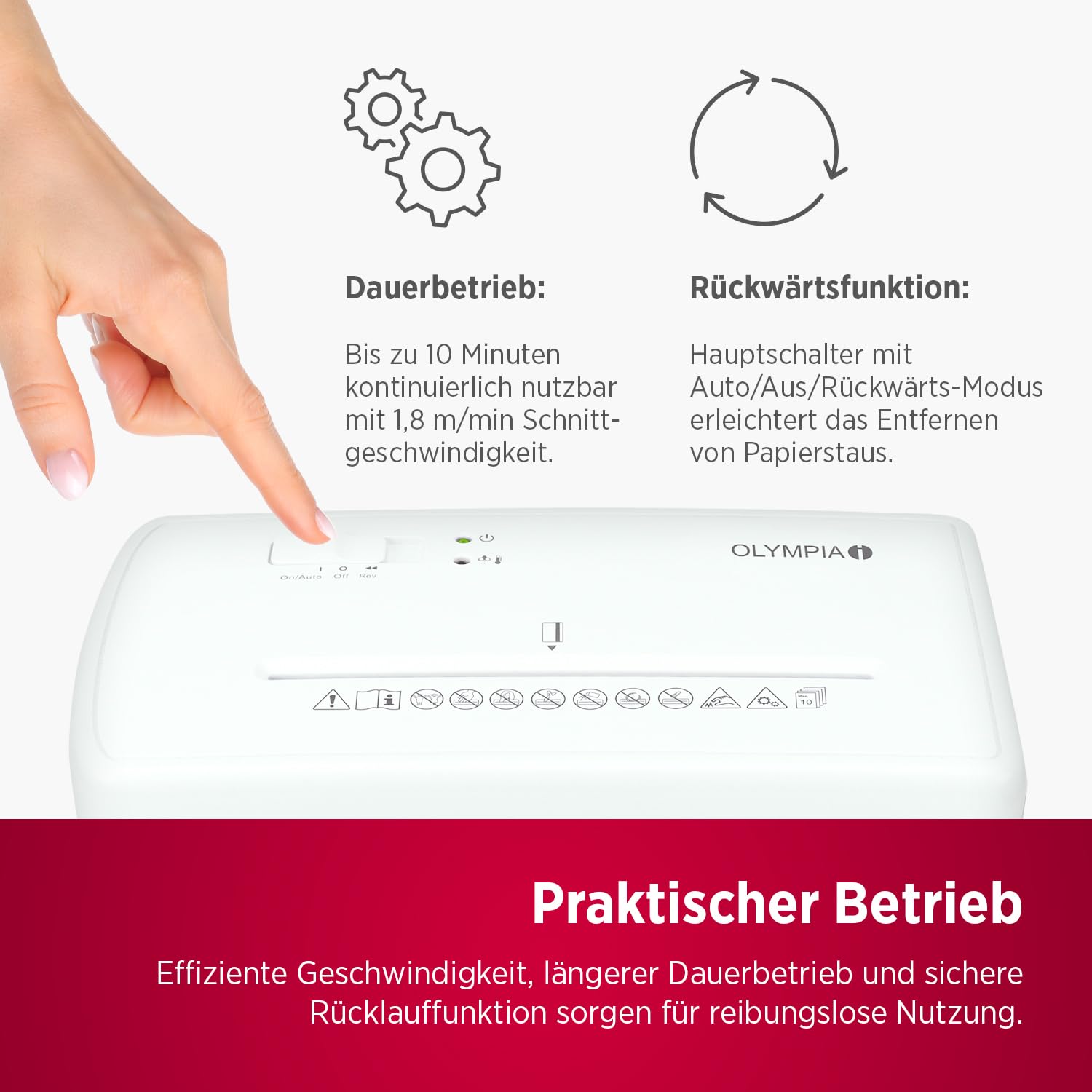Olympia CC1010S Aktenvernichter 10 Blatt P4 Partikelschnitt – Leiser Papierschredder für Büro & Home Office – Dokumente, Kreditkarten & Papier sicher schreddern – 10 L Auffangbehälter
