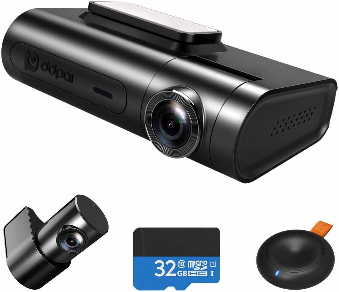 ddpai X2 pro Digital Dual Channel Dash cam, WQHD 2K (2560 x 1440) Loop recording, Remote Snapshot, Time lapse Parking mode, Built-in Wi-Fi, G Sensor, GPS, WDR, UP to 128G support