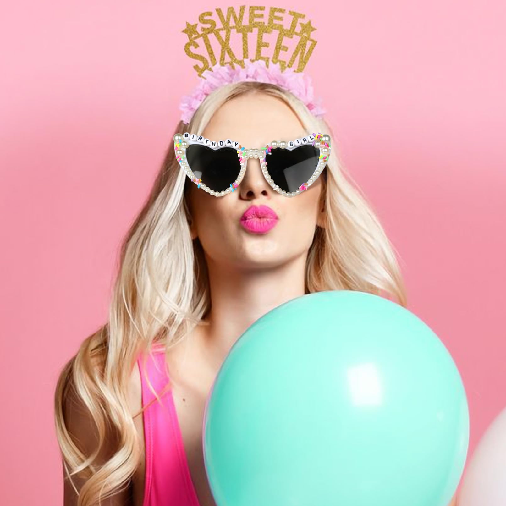 YOGFIT Okulary urodzinowe dla kobiet, prezenty urodzinowe, akcesoria 'Birthday Queen' urodzinowe okulary przeciwsłoneczne na urodziny z okazji urodzin