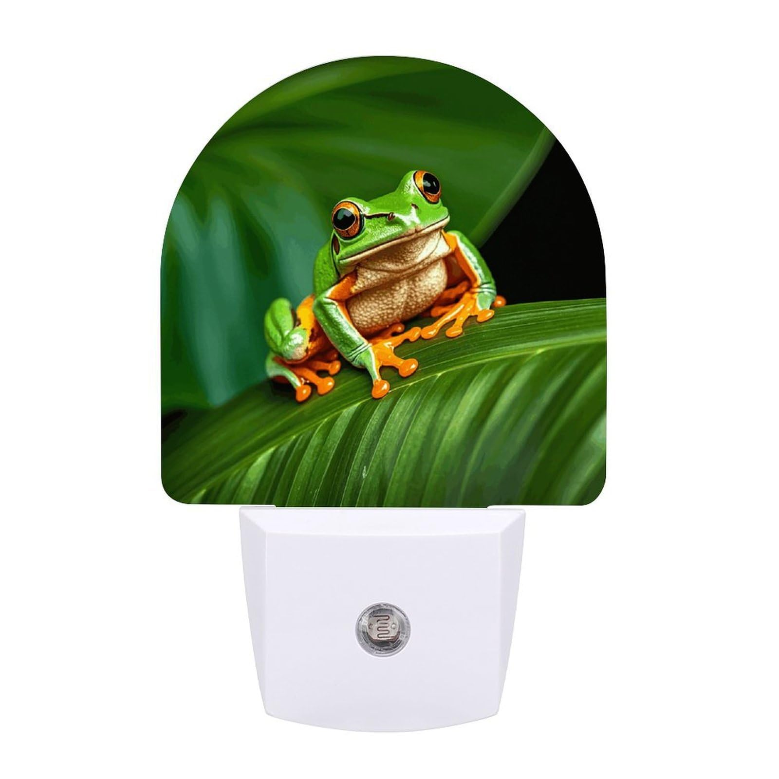 Tyuln Animal Frog Leaves Small Nightlight Night Light Plug In Wall With Dusk To Dawn Photocell Sensor Warm White Night Light For Bedroom Living Room Hallway Stairs Portable Lamp