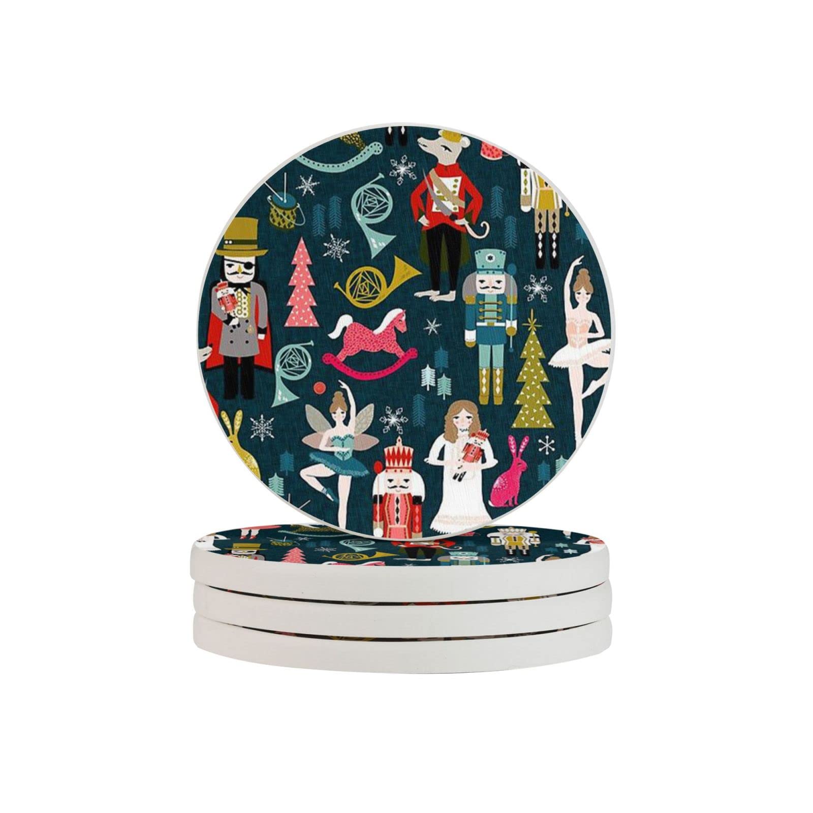 The Nutcracker Two Pieces Coaster Heat-Resistant Reusable Saucers for Drinks Wine Glasses Plants Cups Mugs