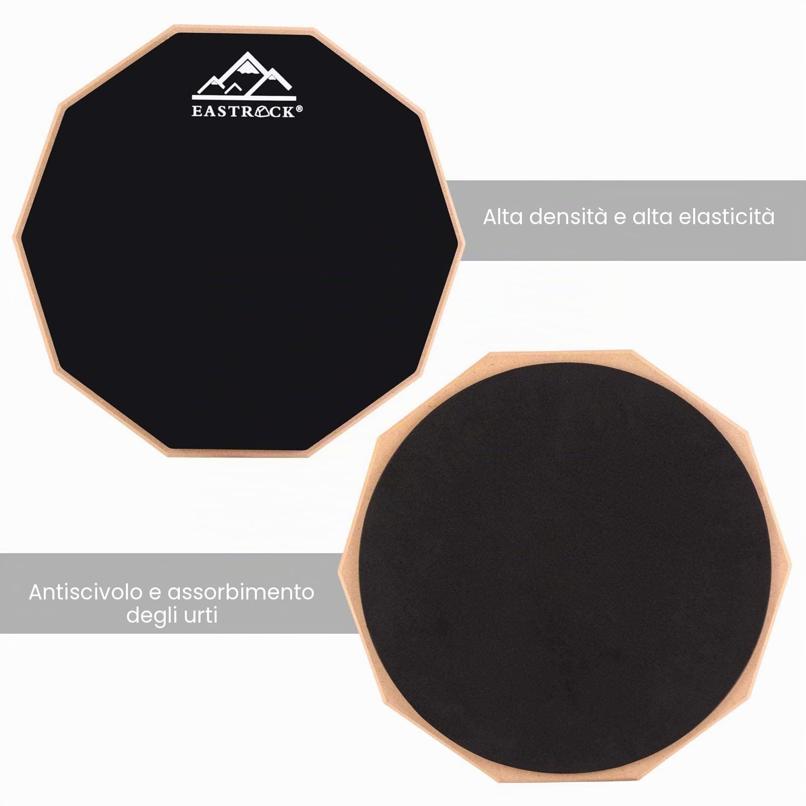 EASTROCK Practice Drum Pad 12-Inch Silicone Rubber Drum Pad with Sticks & Case for Beginners Nero