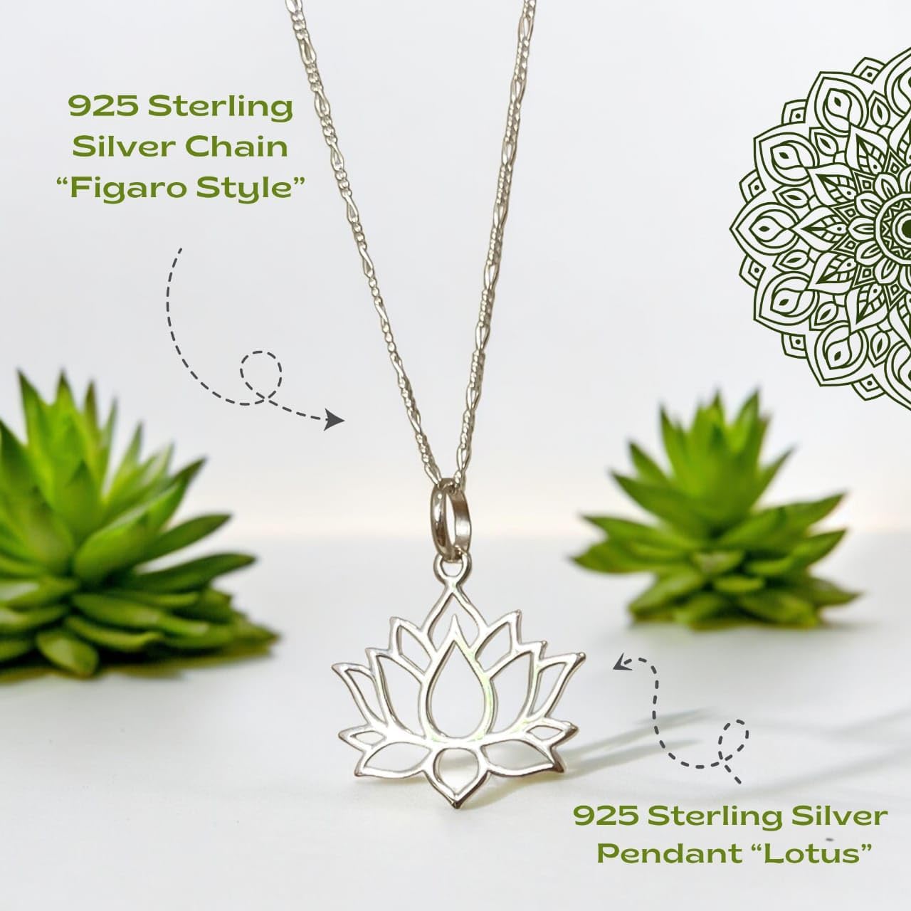 Sterling Silver Lotus Pendant Necklace – Lotus Flower Necklace - Open Lotus Flower Charm Necklace – Lotus Jewelry Mother’s Day Birthday Gifts for Women Girls