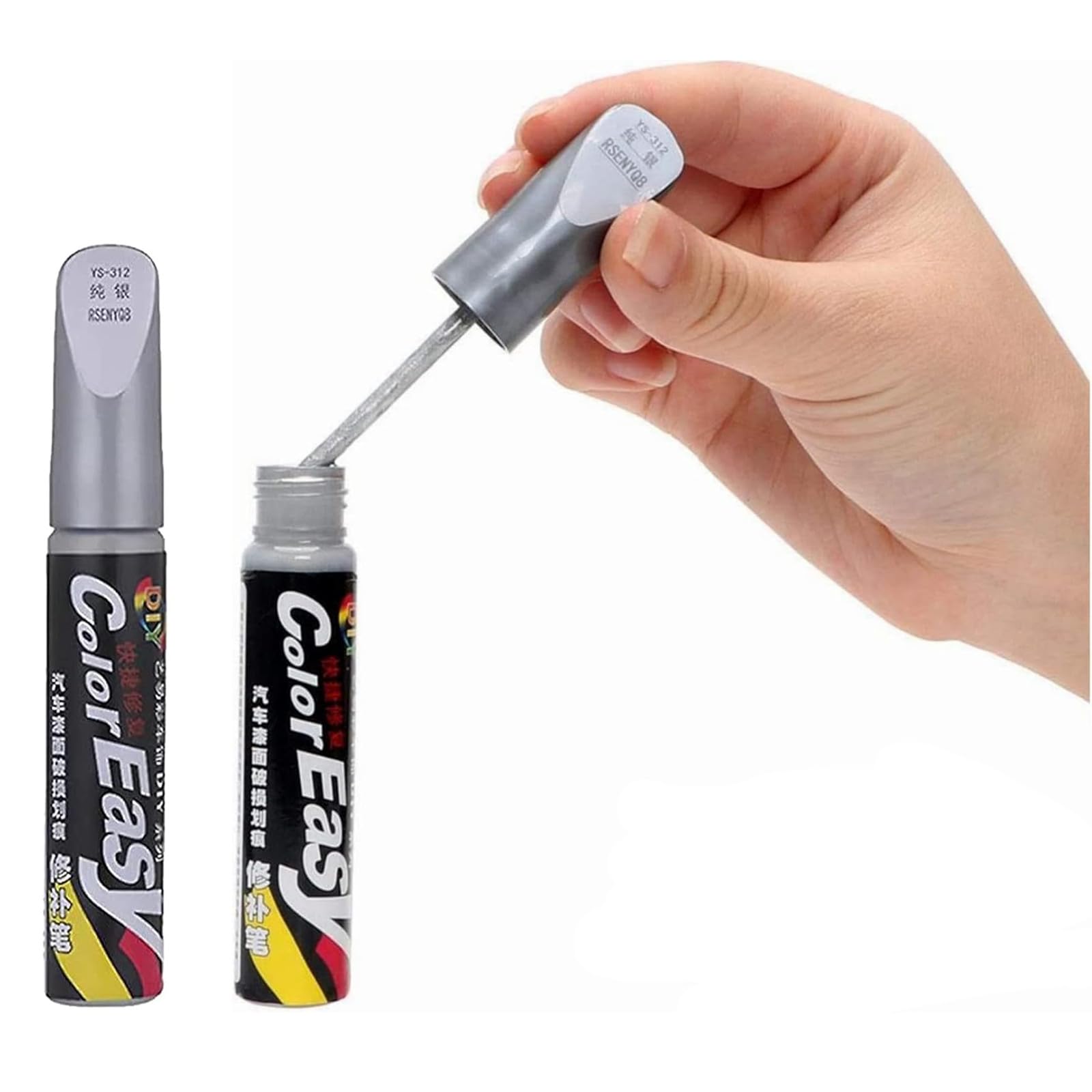 TUKNN Auto Lackstift, Auto Reparatur Lack Auto Pinsel, Lack Reparatur, Auto Kratzer Reparatur Stift, Lackstift Auto Lack Reparatur für Auto Kratzer Reparatur, 2 Stück, Silber