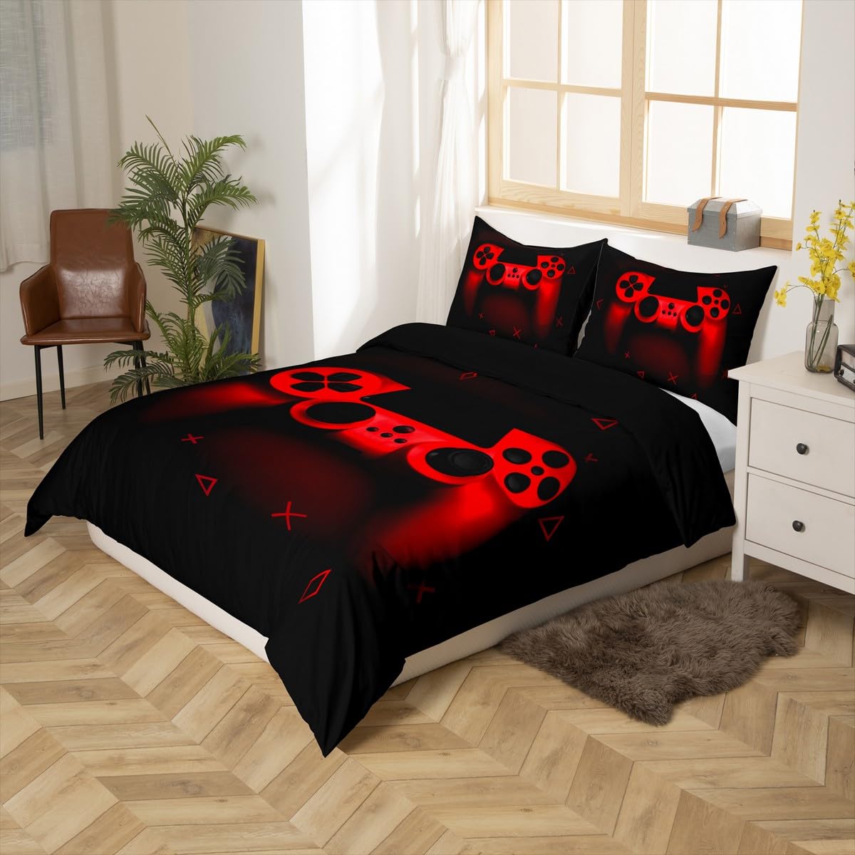 Erosebridal Boys Gamer Comforter Cover Twin Size – Gamepad Design Duvet Cover Set With Pillowcase For Kids & Teens Bedroom - View #8