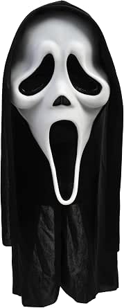Adult Scream Mask with Black Hood - Ghost Face Horror Costume Accessory