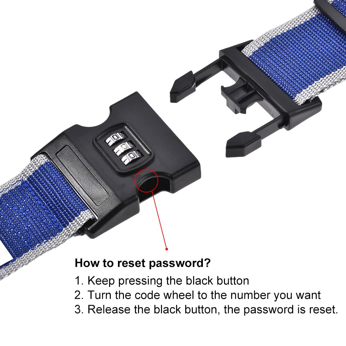 SANGLE À BAGAGE UXCELL NOIRE 2M X 5CM - CEINTURE À COMBINAISON POUR VOYAGE