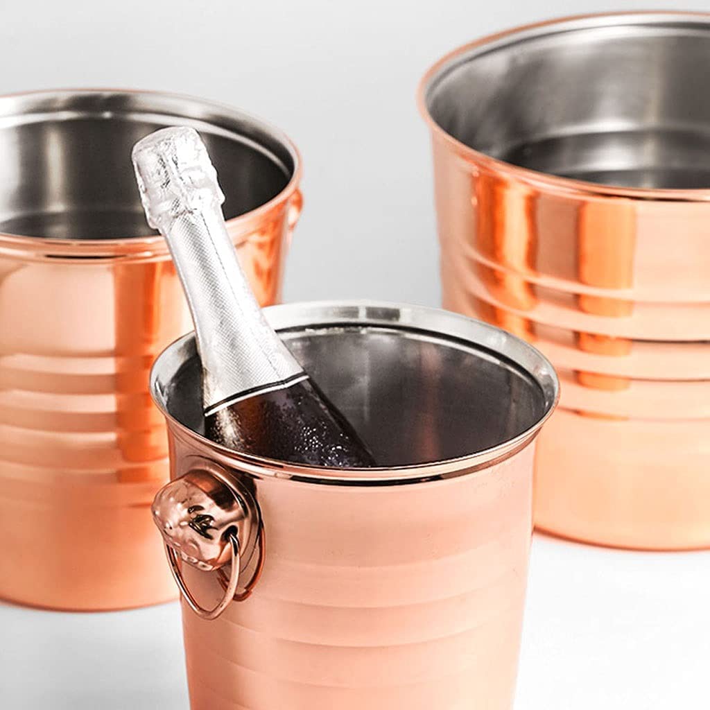 wiadro na lód, Wiaderko do lodu wina baru ze stali nierdzewnej szampana chłodzenia(Rose Gold,7L)