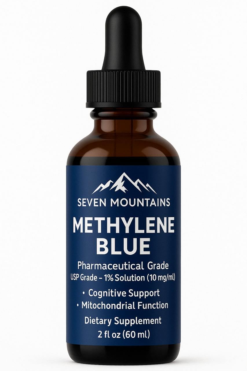 Seven Mountains Methylene Blue 1% USP Grade Solution – Pharmaceutical Grade Cognitive Support Supplement – No Formaldehyde, No Alcohol – Premium Brain Health Formula – Made in USA – 60ml